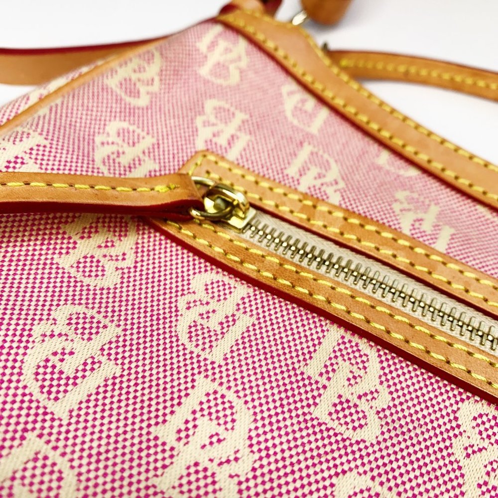 Dooney & Bourke Y2K Vintage Canvas Leather Trim Pink Monogram Bag Adjustable - Picture 6 of 12